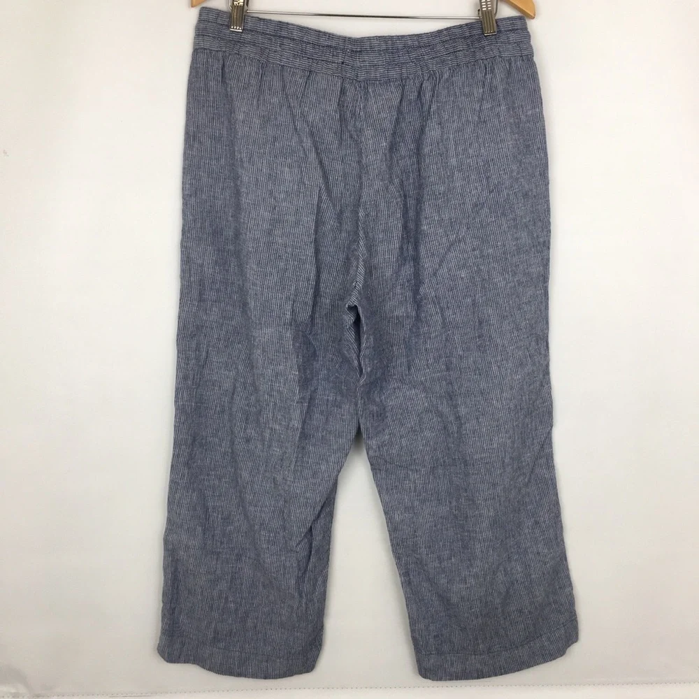 H&M LOGG Women’s Striped Linen Blend Comfy Casual Pant/Trouser Size 14 Coastal